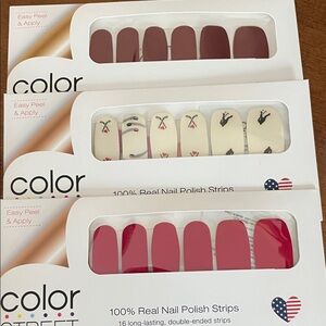 Color Street Red and Cream Nail Polish Strips